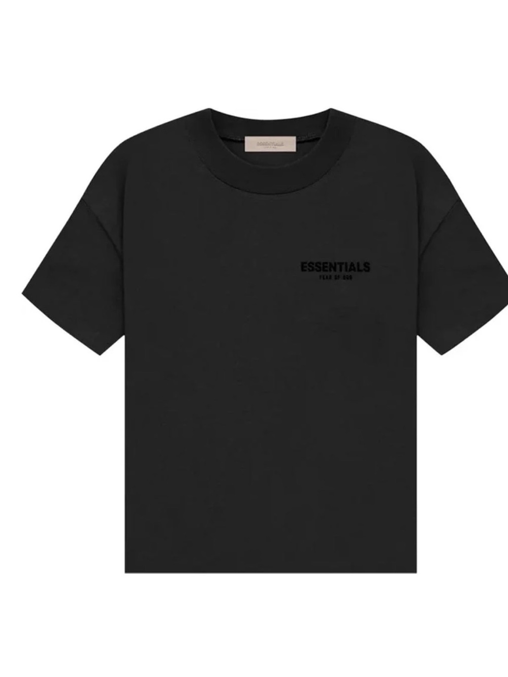 Essentials Black Minimal Logo Crew Tee